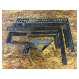 12" and 24" steel squares, aluminum tri-square, etc.