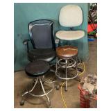 Assorted shop chairs and stools