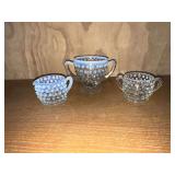 Hobnail opalescent mini cream and sugar