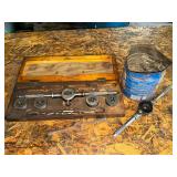 Tap & die set in wooden box, not complete