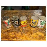 Quaker State, Valvoline, Kendall metal  and paper oil cans