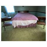 Drexel MCM headboard 54" W, pair of Drexel MCM nightstands, Drexel MCM dresser and mirror 66 1/2" W