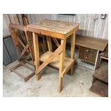 Wooden shelves, roller table, 42" W desk