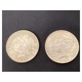 Pair of 1922 Peace silver dollars