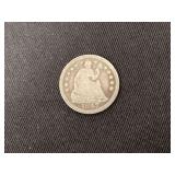 1847 seated half dime, good