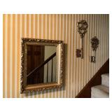 Framed mirror, key wall plaques