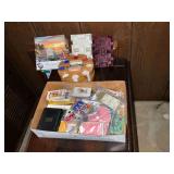 Poker chips and playing cards, card racks