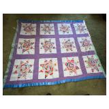 Patchwork string star hand quilted quilt