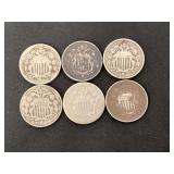 6 Shield nickels