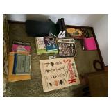 Music books, sheet music, hymnals, music stand, etc.