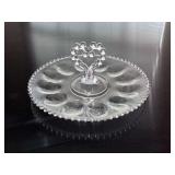 Candlewick egg plate with handle
