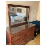 Vintage Solid walnut Davis Cabinet Company 7-drawer dresser with mirror