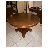 Ethan Allen round double pedestal table with (2) 15" W, 48" W
