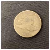 1858 Flying Eagle penny, large letters, good