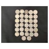 32 V-nickels various dates