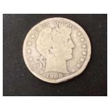 1908-D Barber half dollar