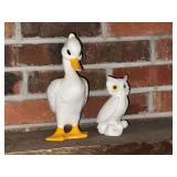 Duck and owl figurines