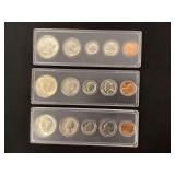 1968 and (2) 1969 mint sets in plastic display