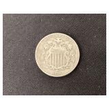 1876 Shield nickel, fine +