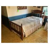 Vintage Solid wood twin size bed with mattress, box springs and linens