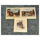 3 Prints, unframed