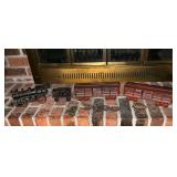 Vintage cast iron train, engine, PBR coal car and 2 cattle cars.