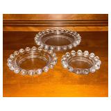 Set of 3 Candlewick nesting ashtrays