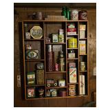 Large wall shadow box 40" x 46" with vintage tins, Premium Crackers