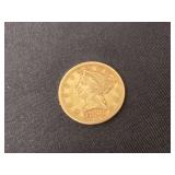 1856-D (Dahlonega Mint) $5 gold coin VF+