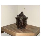 Imperial Glass carnival glass covered candy dish