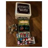 Hershey tin, figurines up to 1 1/2" T