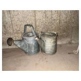 Pair of galvanized watering cans