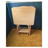 Set of 4 wooden TV trays with rack