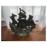 Cast iron ship TV lamp, needs cord, has been repaired