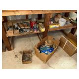 Assortment of hardware, bolts, casters, latches, ropes, etc.