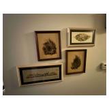 Framed artwork, (2) signed Wayne Andrews