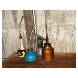 3 Oil cans, grease gun