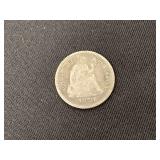 1870 seated half dime, VG