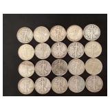 20 Walking Liberty half dollars