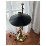 Candlestick lamp with metal shade