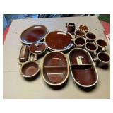 Hull stoneware, butter dish, cups, plates, etc.