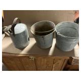 Pair of galvanized buckets