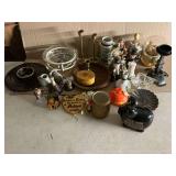 Decorative items, candle sticks, figurines, piggy bank, elephants, etc.