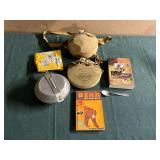 Boy Scout mess kit, scarf, handbook, US spoon