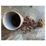 Assortment of chain, clevises, hooks, boomer, etc.