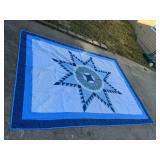 Machine quilted medallion quilt, some stains