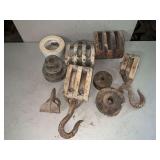 Wooden block and tackle, pulley & tackle parts