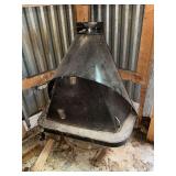 Mid-century modern corner sheet metal fireplace