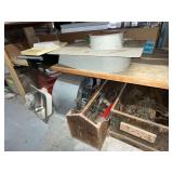 Squirrel cage fan, hand sink, rusty goodies, metal car ramps, nails, etc.