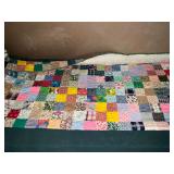 Vintage patchwork prints machine quilted, some stains